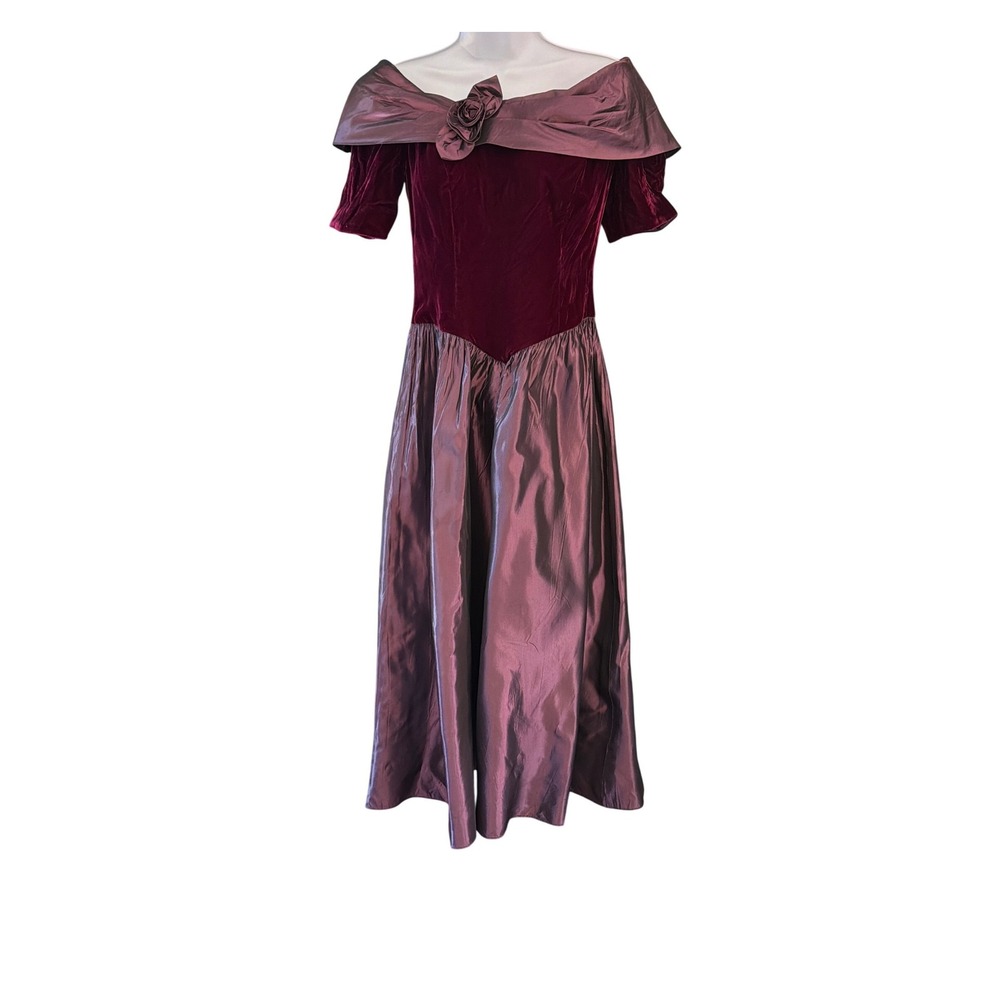 Vintage Lanz Velvet Taffeta Dress Dark Romance Gothic Glam 80s Prom Halloween